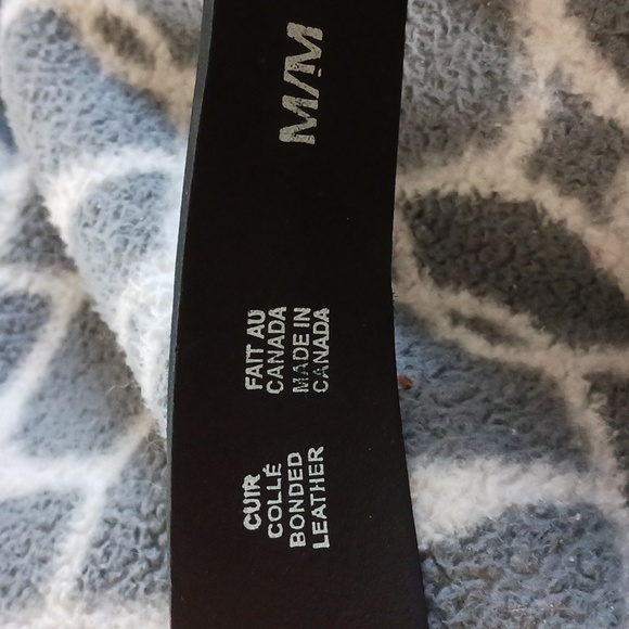 Bonded leather belt embellished buckle rhinestones rectangular brown silver M - Picture 4 of 8